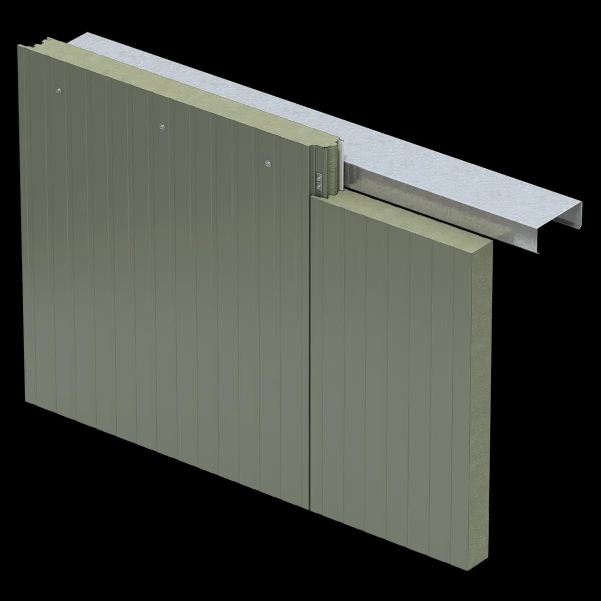 K-Roc HF mineral fiber panel with a ribbed Shadowline face at an intermediate support