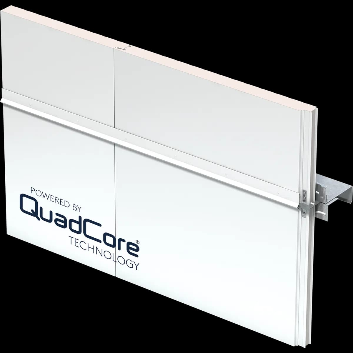 Stacked QuadCore KS Flat panels with a horizontal stack joint and its support trim