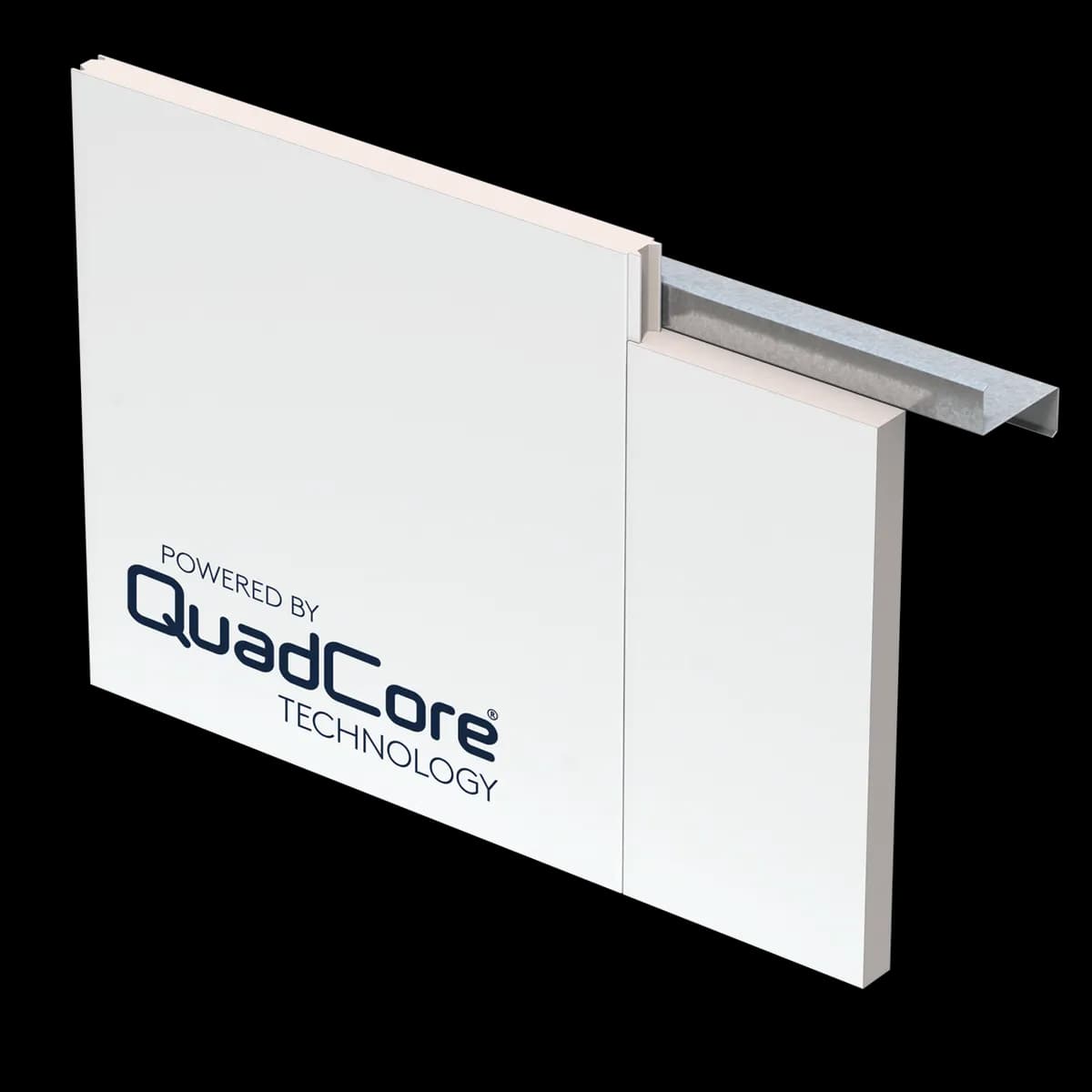 QuadCore KS Flat Interior panels with smooth white faces meeting at a vertical panel joint