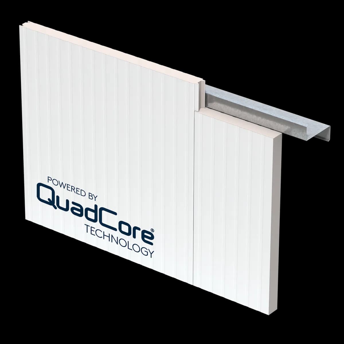 QuadCore KS Shadowline Interior panel with a ribbed white face at an intermediate support