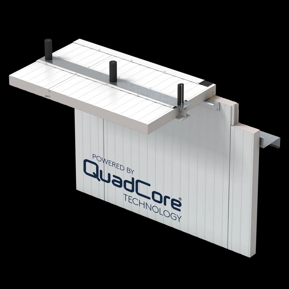 QuadCore KS Shadowline Interior wall panels meeting a suspended ceiling panel, interior wall-to-ceiling detail